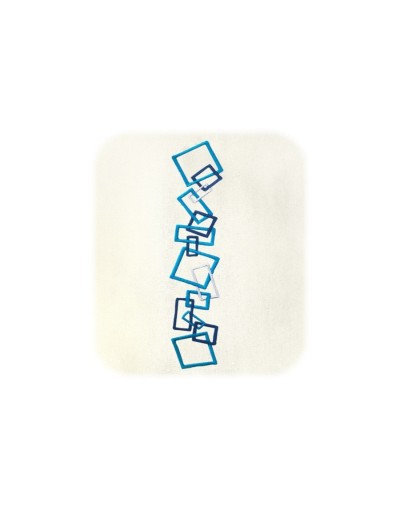 Camisa guayabera lino marfil con bordado azul manga larga