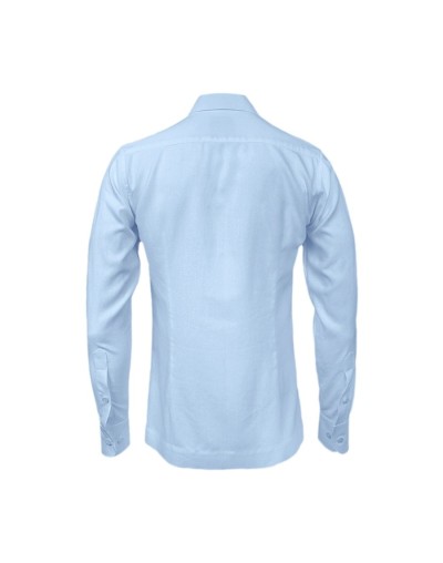 Camisa guayabera lino azul claro bordada plumas manga larga