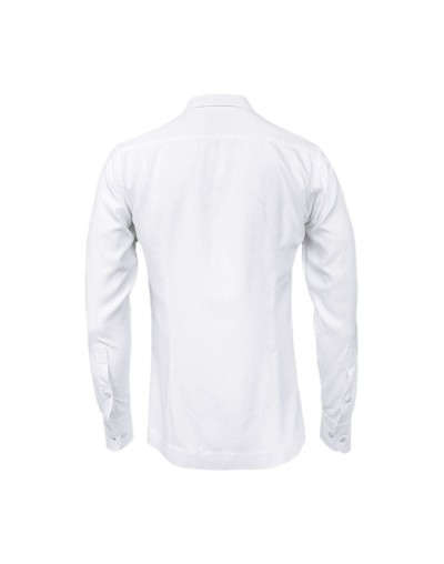 Camisa guayabera lino blanco con alforzas bordada manga larga