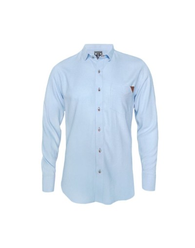 Camisa en lino azul claro con contraste ocasión manga larga Slim hombre