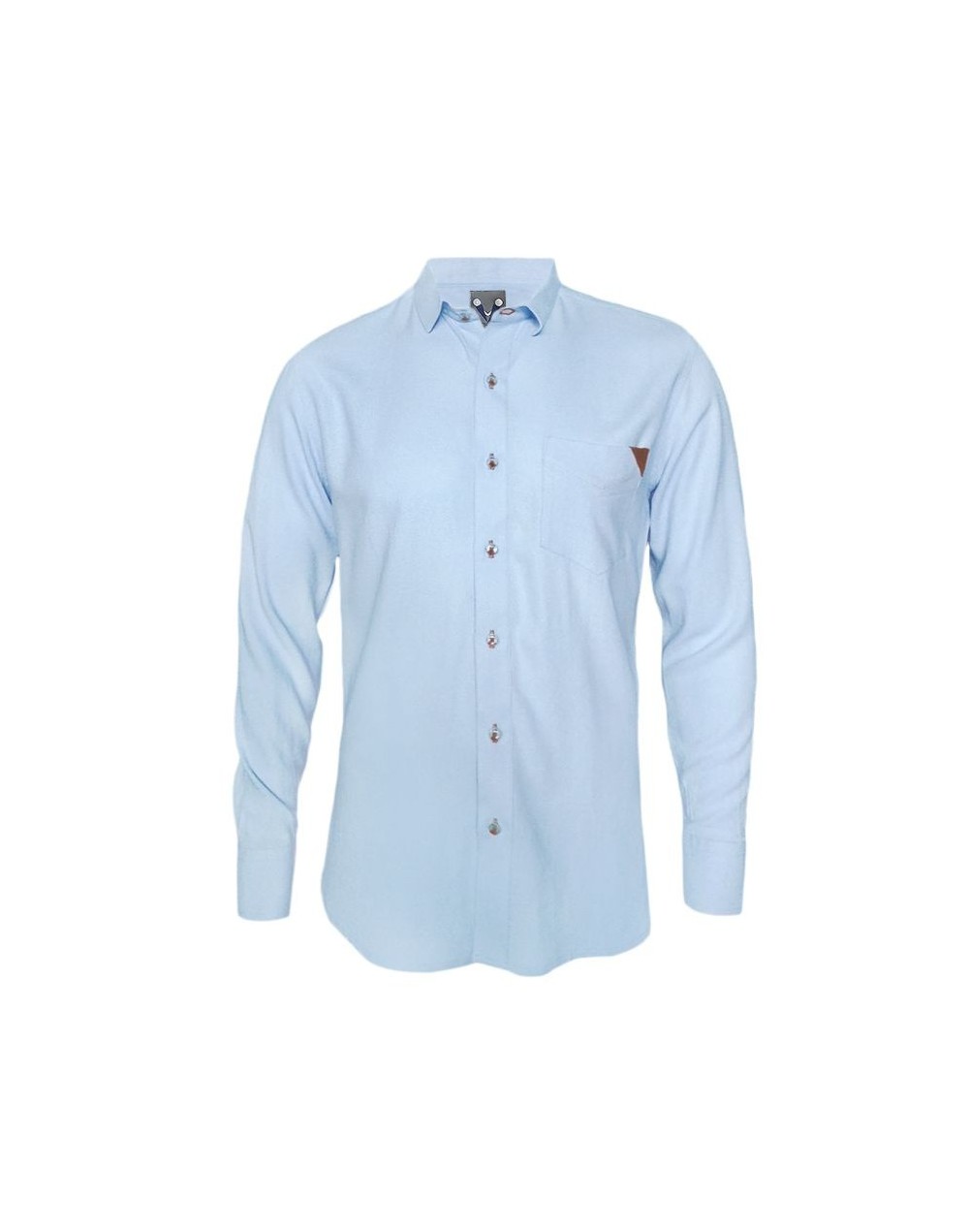 Camisa en lino azul claro con contraste ocasión manga larga Slim hombre