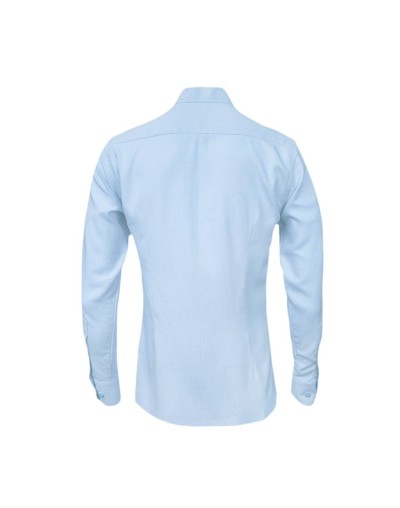 Camisa en lino azul claro con contraste ocasión manga larga Slim hombre