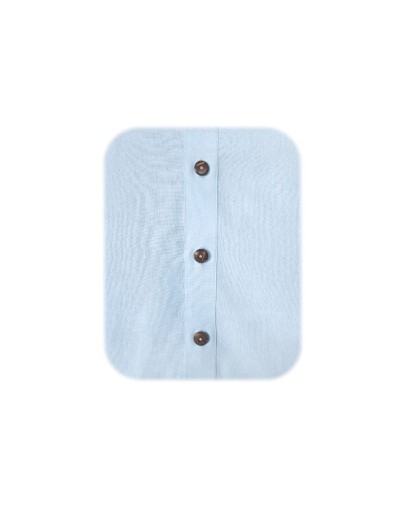 Camisa azul con capota amplia en 100% lino trabilla en manga larga hombre