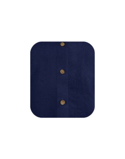 Camisa lino azul oscuro slim fit manga corta para hombre