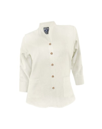 Camisa blusa lino marfil ocasión casual manga 3/4 para mujer