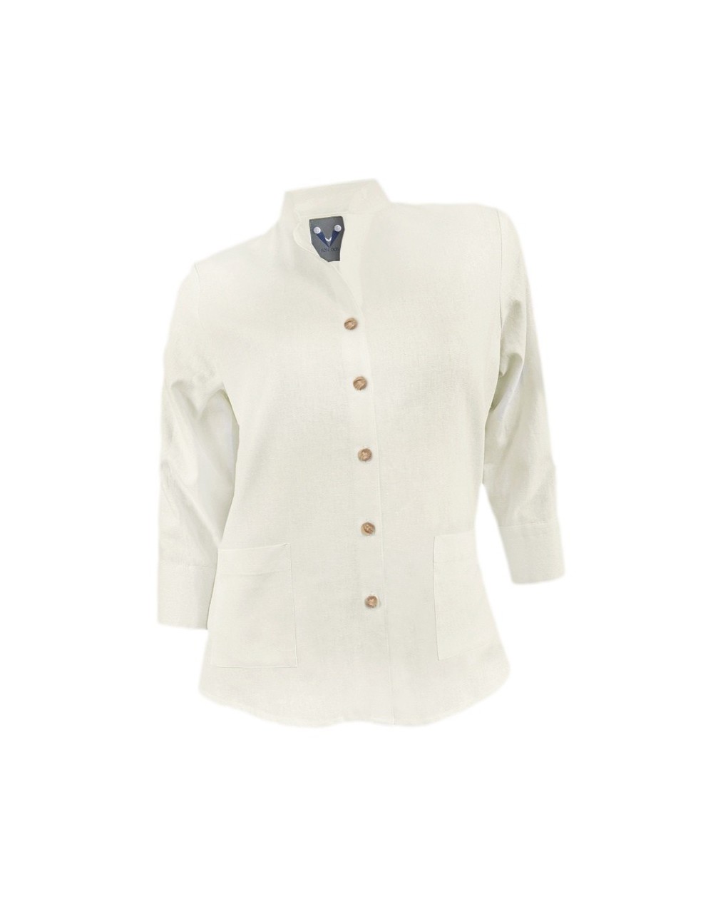 Camisa blusa lino marfil ocasión casual manga 3/4 para mujer