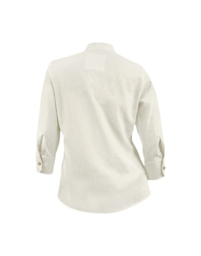Camisa blusa lino marfil ocasión casual manga 3/4 para mujer