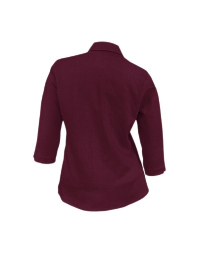 Camisa blusa lino vino tinto celebración manga 3/4 mujer