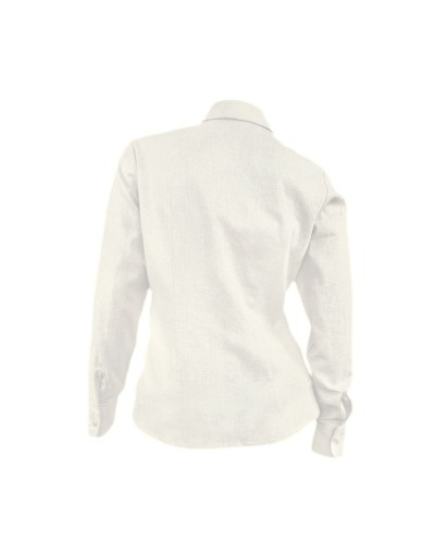 Camisa blusa botones artesanales color marfil en 100% lino entallada oficina mujer