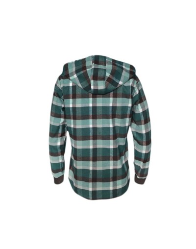 Camisa de cuadros leñadora verde con capota manga larga Slim hombre