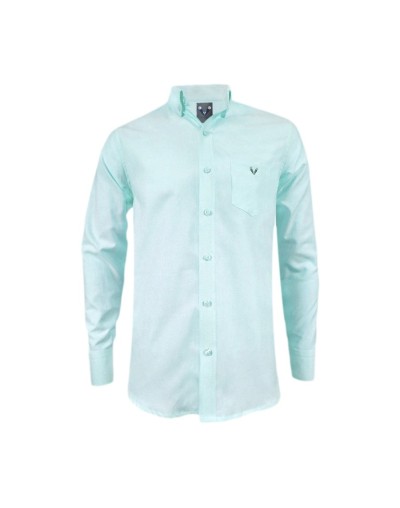 Camisa oxford verde aguamarina slim fit manga larga hombre