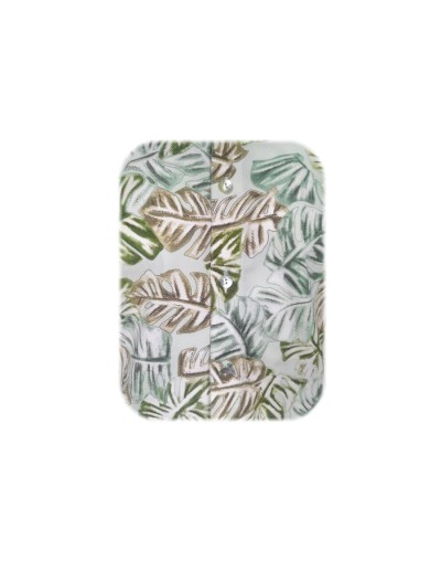 Camisa playera verde estampada neru manga corta slim hombre