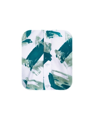 Camisa blanca estampada tonos verdes manga larga slim hombre