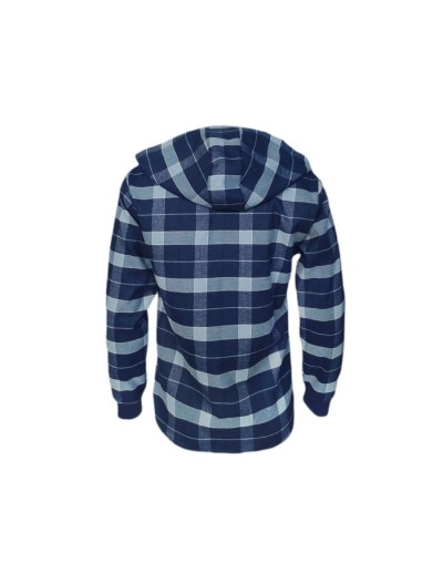 Camisa leñadora azul con capota manga larga slim hombre