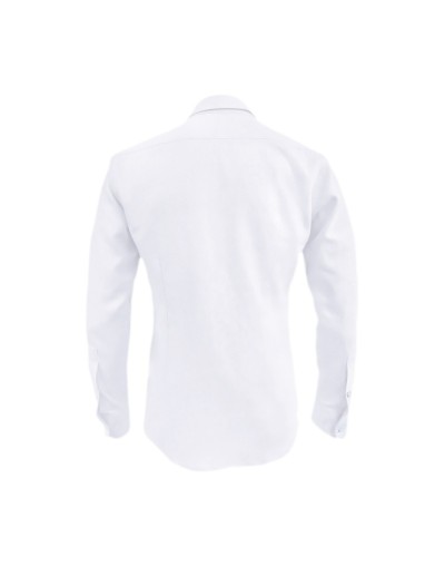 Camisa blanca con estampado manga larga slim fit para hombre