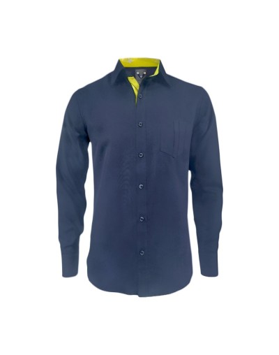 Camisa en denim con contraste slim fit manga larga hombre