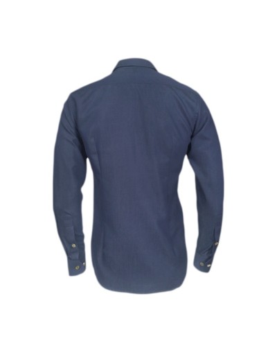 Camisa en denim con cuello neru manga larga Slim para hombre