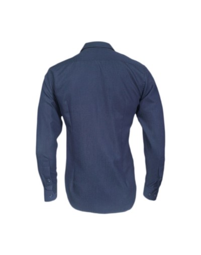 Camisa denim azul con bolsillos manga larga Slim para hombre