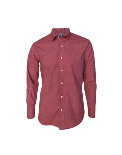 Camisa de cuadros roja con blanco sin bolsillo slim manga larga hombre
