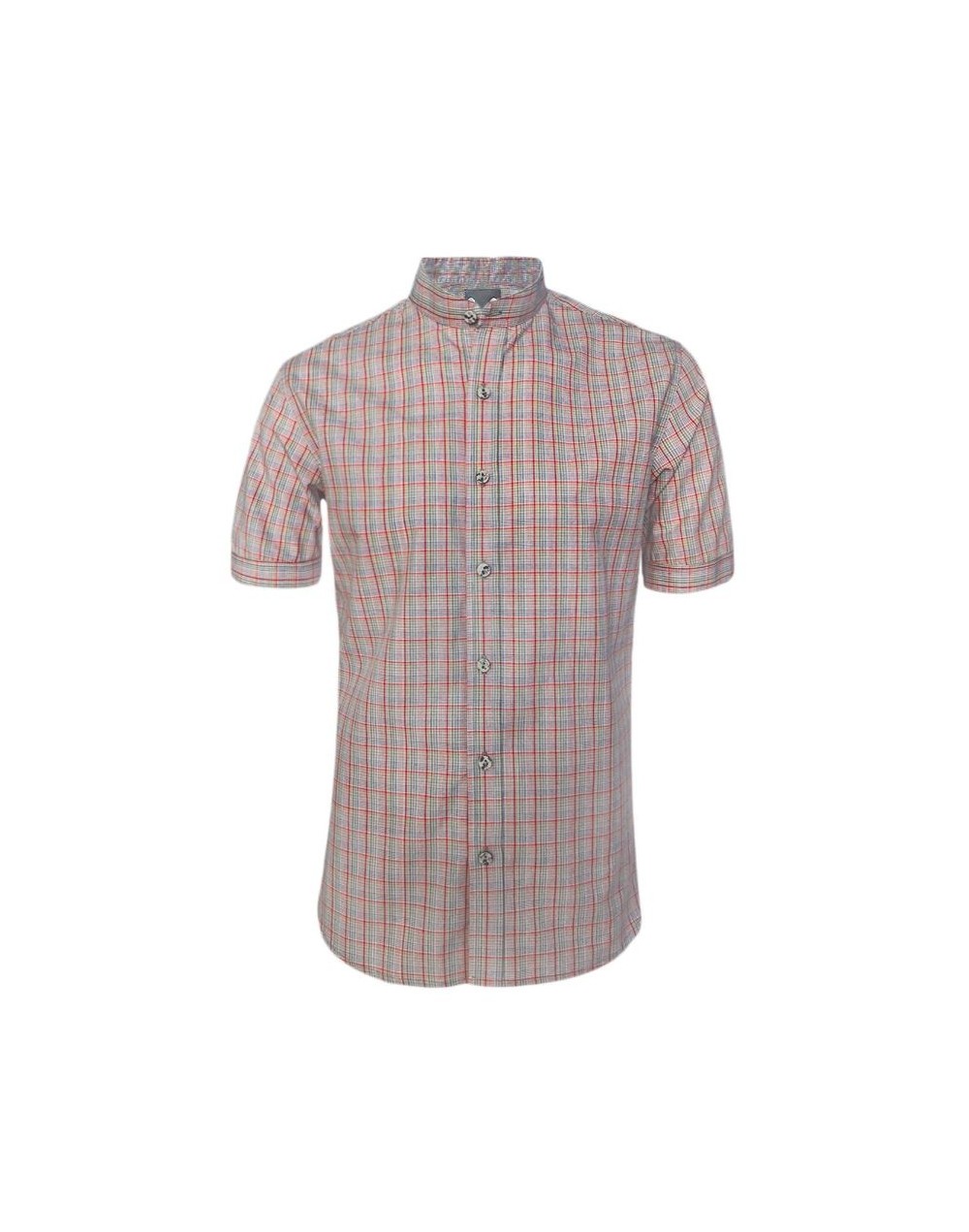 Camisa de cuadros rojos azul y amarillo manga corta Slim hombre