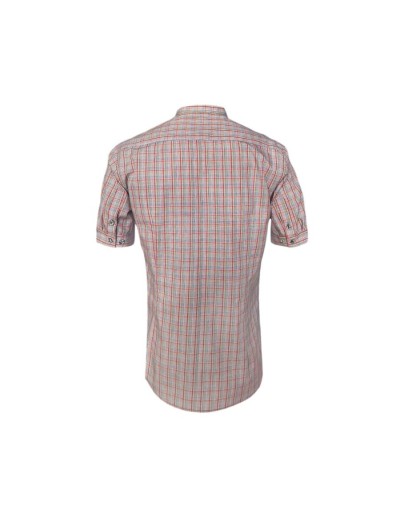 Camisa de cuadros rojos azul y amarillo manga corta Slim hombre