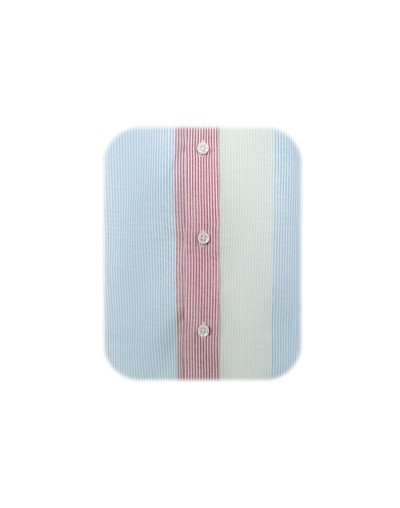 Camisa de rayas azul rojo y verde, manga larga Slim hombre