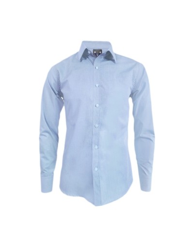 Camisa azul claro en algodón manga larga Slim para hombre