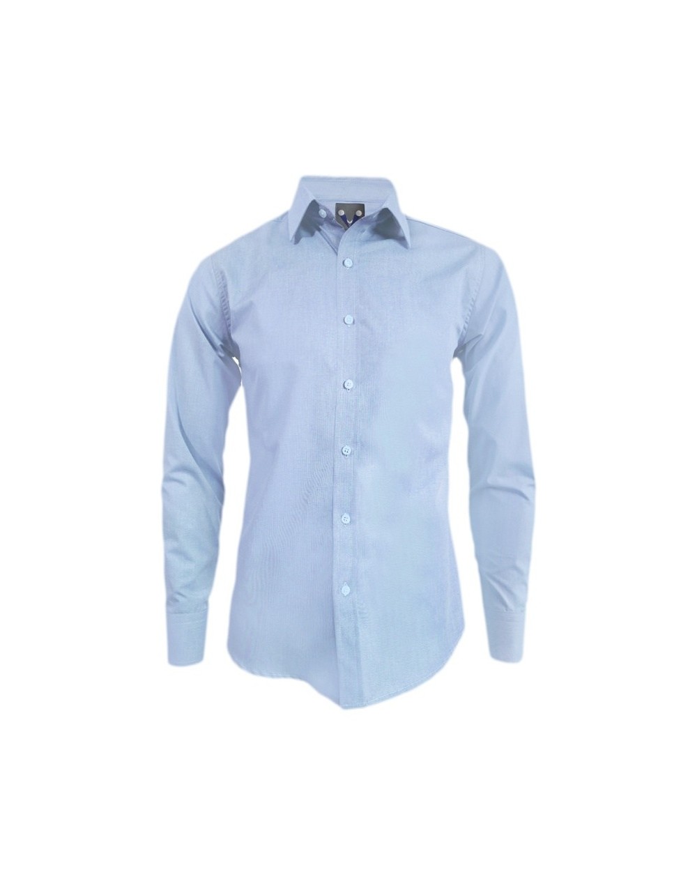Camisa azul claro en algodón manga larga Slim para hombre