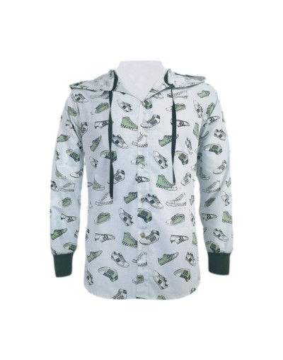 Camisa con capota estampada slim fit manga larga hombre