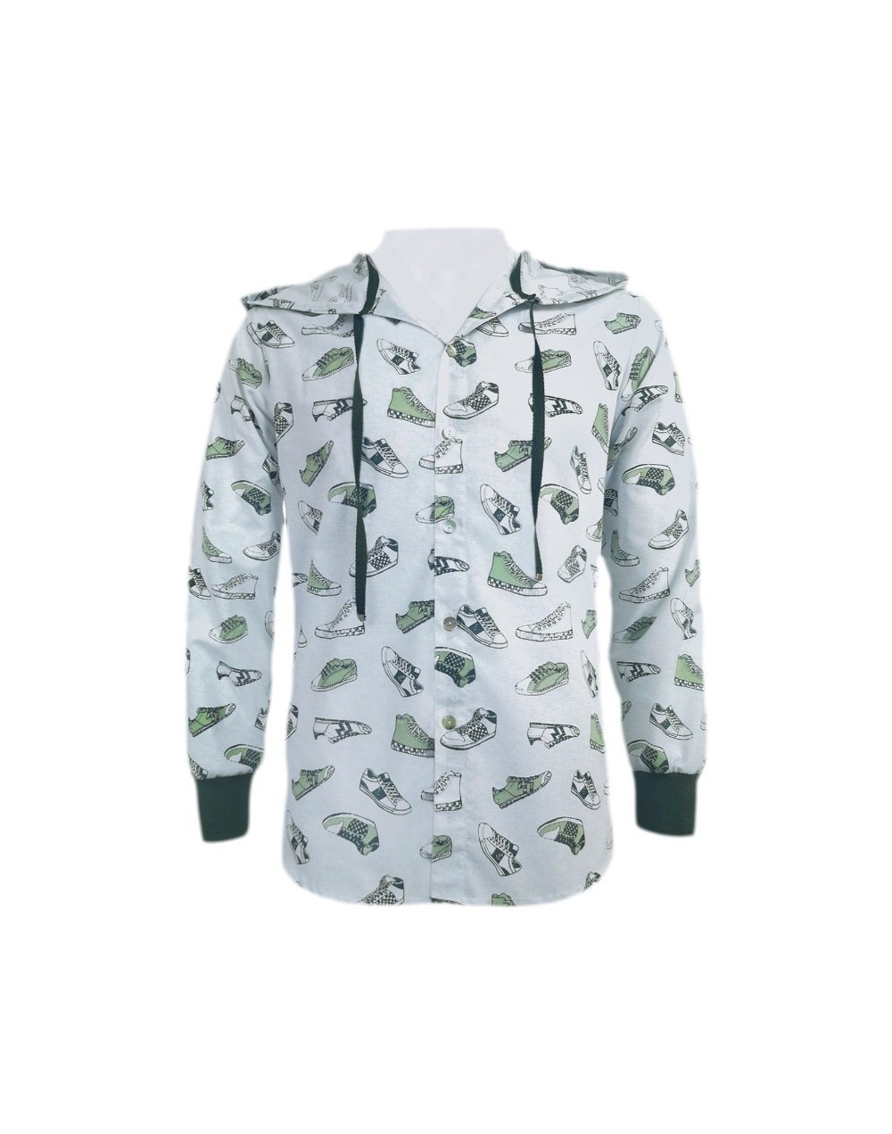 Camisa con capota estampada slim fit manga larga hombre