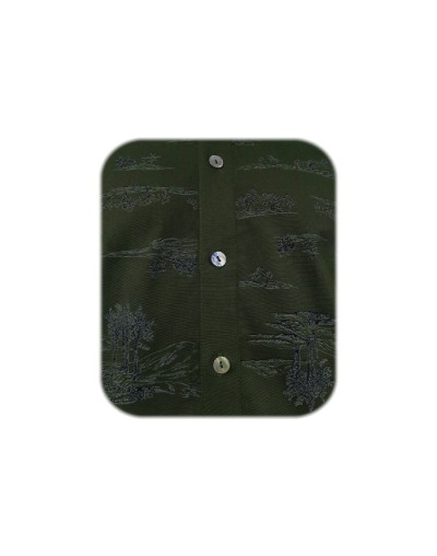 Camisa verde estampada slim fit manga larga hombre