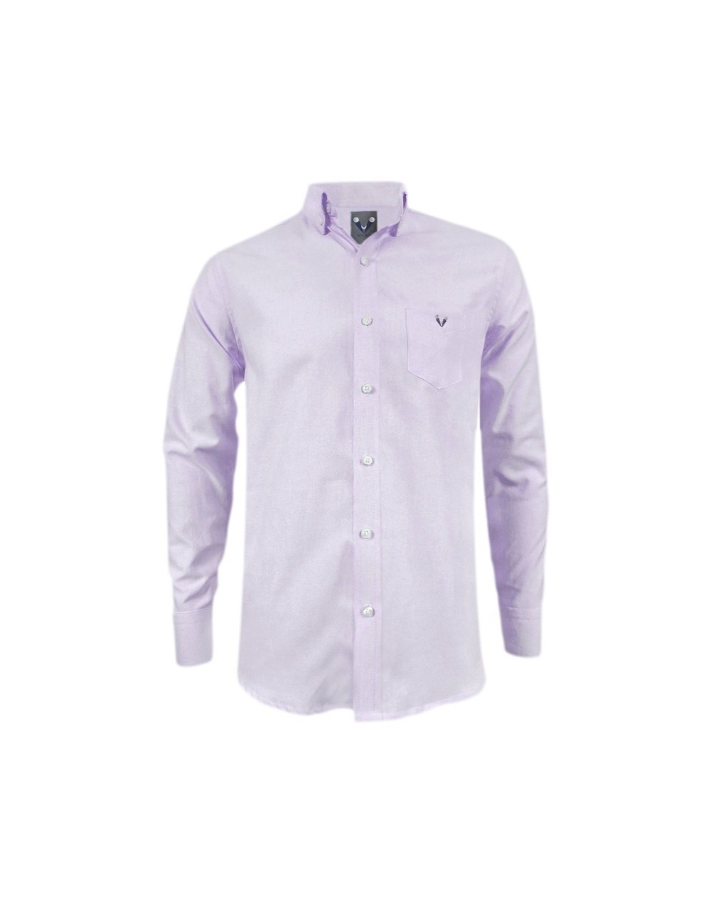 Camisa en oxford lila con bolsillo manga larga slim hombre