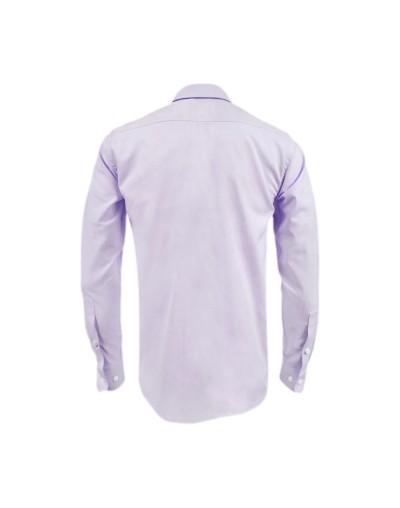 Camisa en oxford lila con bolsillo manga larga slim hombre
