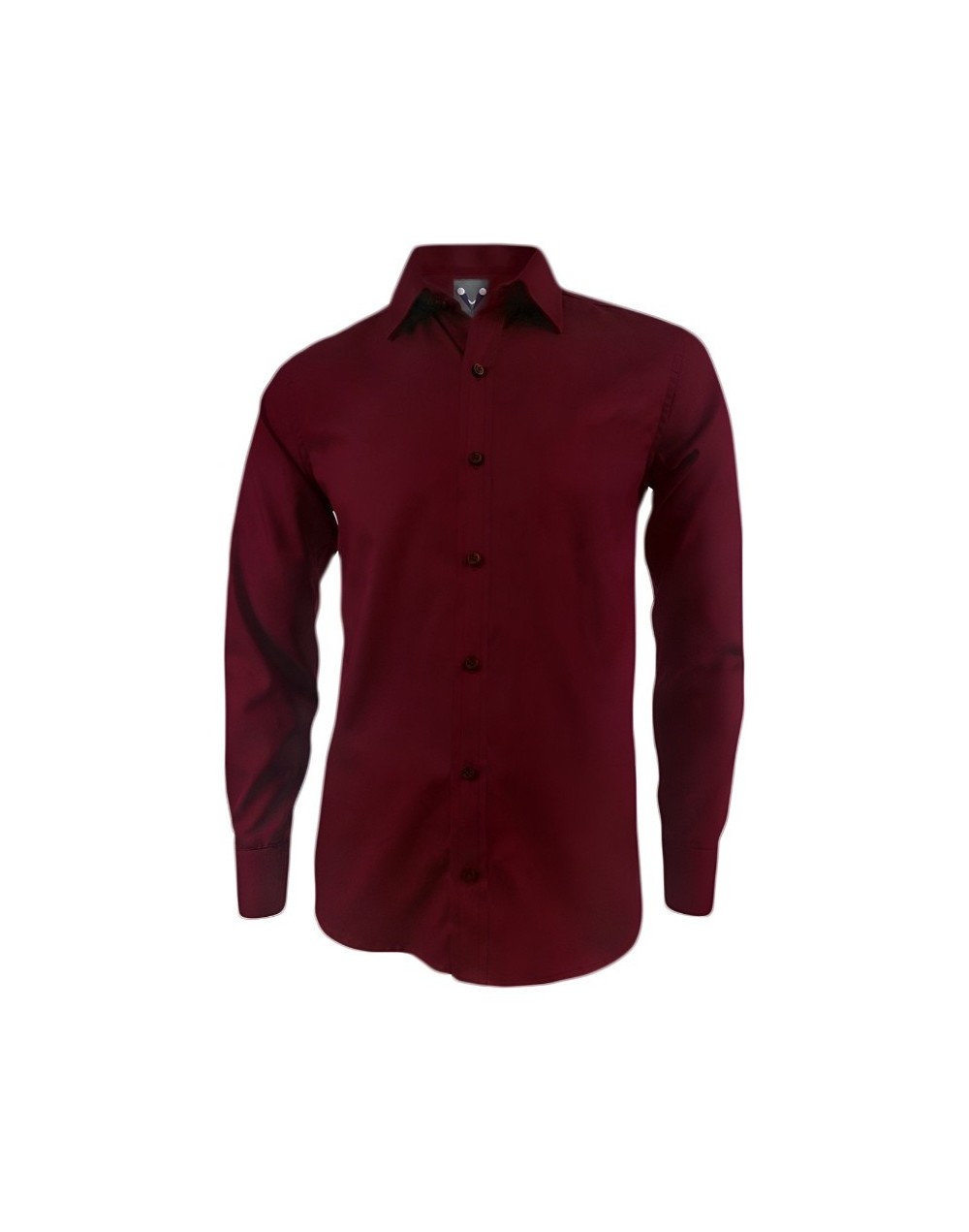 Camisa vino tinto sin bolsillo slim manga larga para hombre