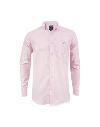 Camisa en oxford rosada manga larga slim fit para hombre