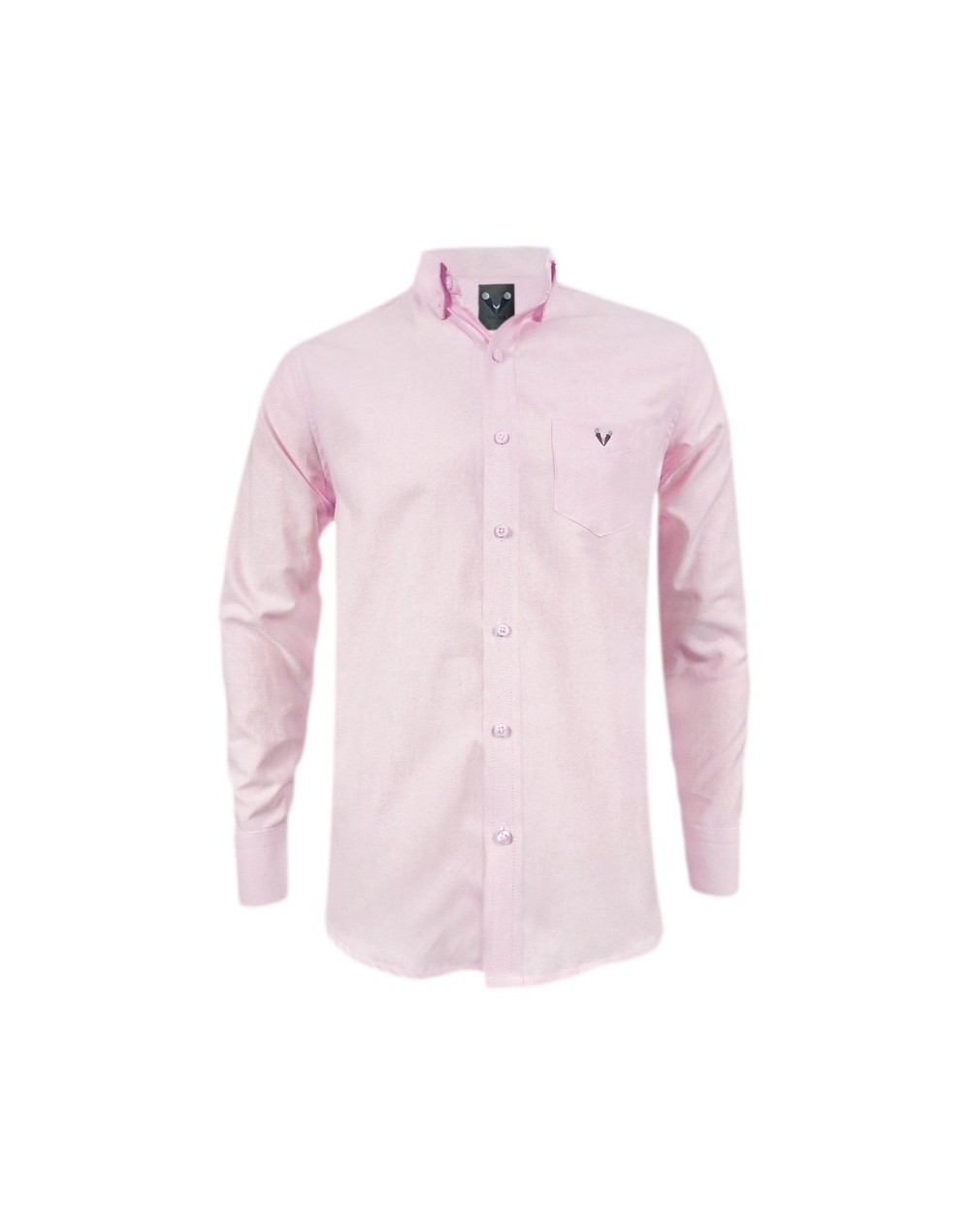 Camisa en oxford rosada manga larga slim fit para hombre