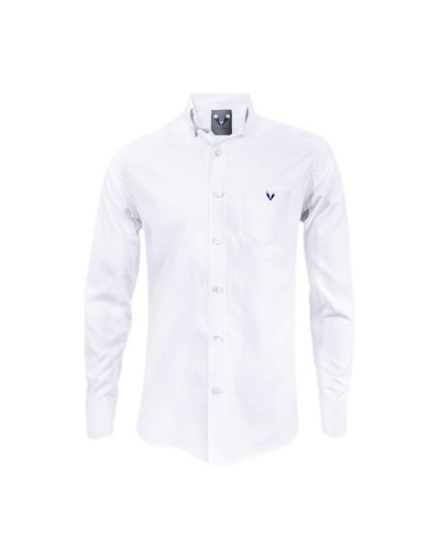 Camisa en oxford blanca manga larga slim fit para hombre