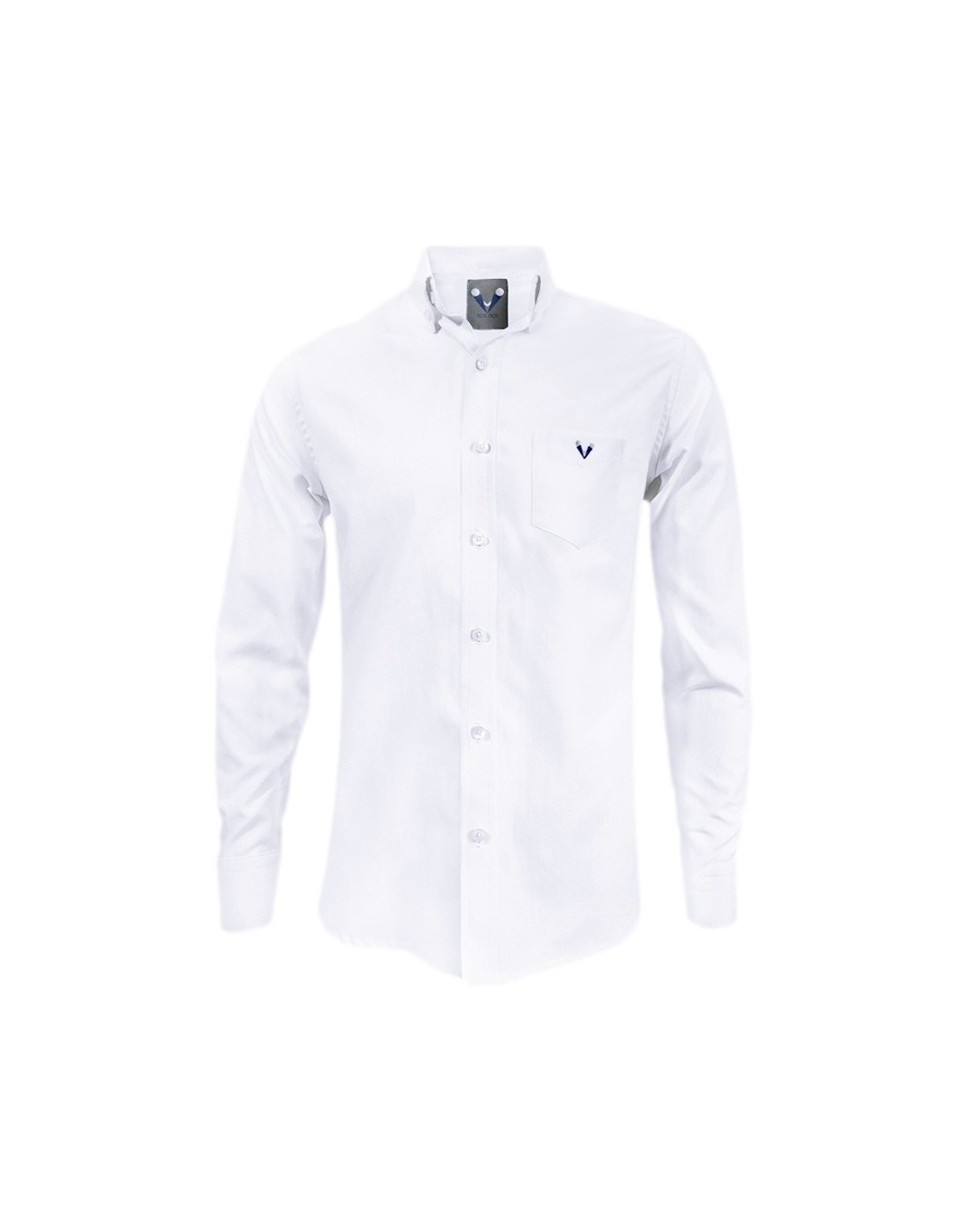 Camisa en oxford blanca manga larga slim fit para hombre