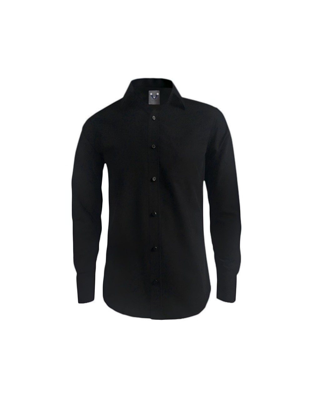 Camisa casual negra sin bolsillo manga larga Slim hombre