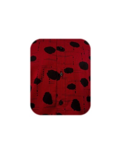 Camisa roja con estampado negro manga larga Slim para hombre