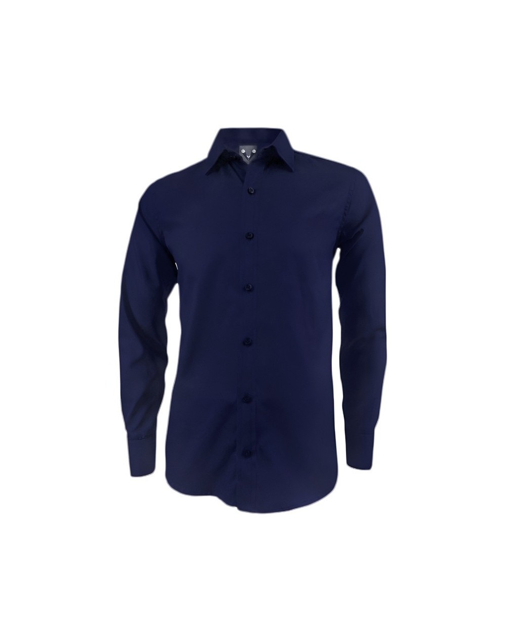 Camisa casual azul oscura sin bolsillo manga larga hombre