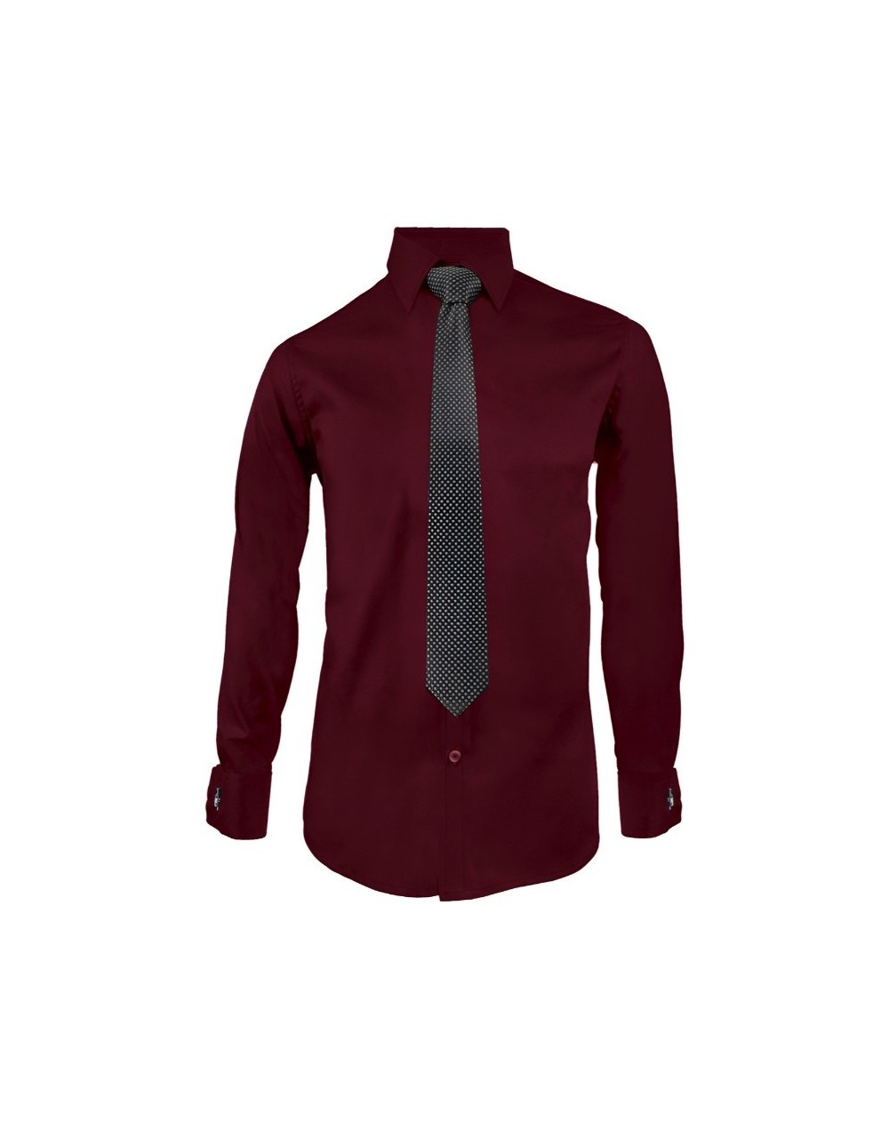 Camisa formal vino tinto para mancornas manga larga hombre