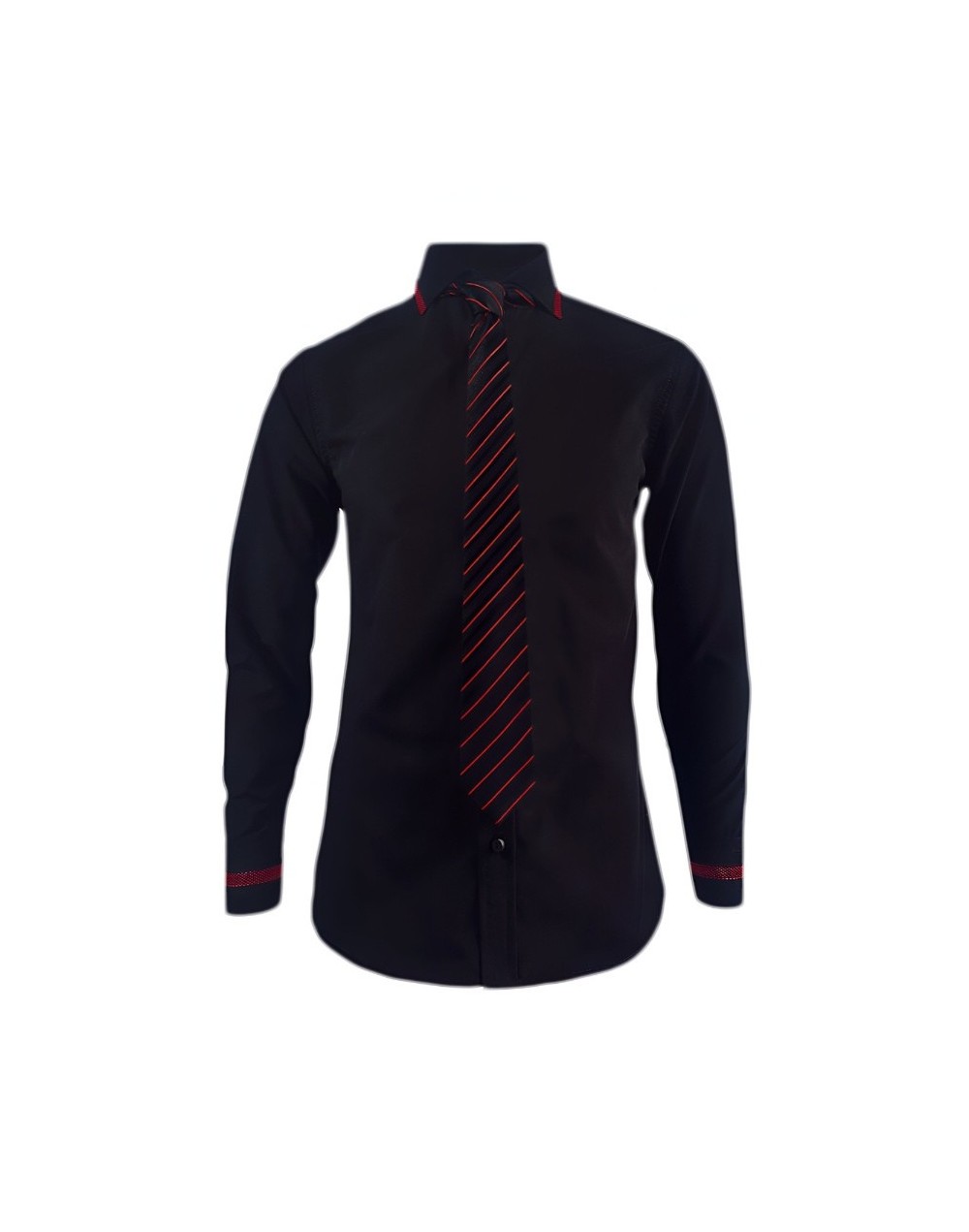 Camisa formal negra con contraste vino tinto Slim fit hombre