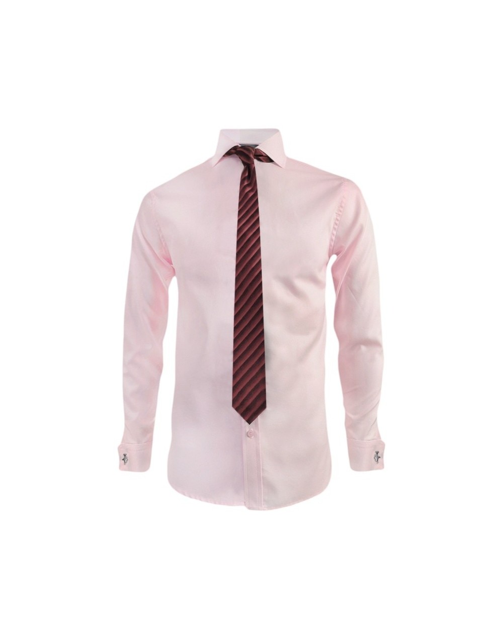 Camisa formal rosada puño para mancornas manga larga hombre