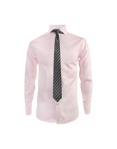 Camisa formal rosada cuello francés manga larga para hombre