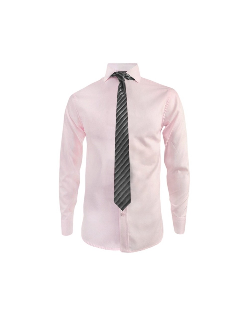 Camisa formal rosada cuello francés manga larga para hombre