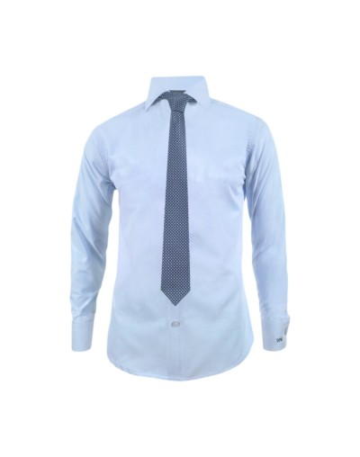 Camisa formal azul claro con iniciales manga larga hombre