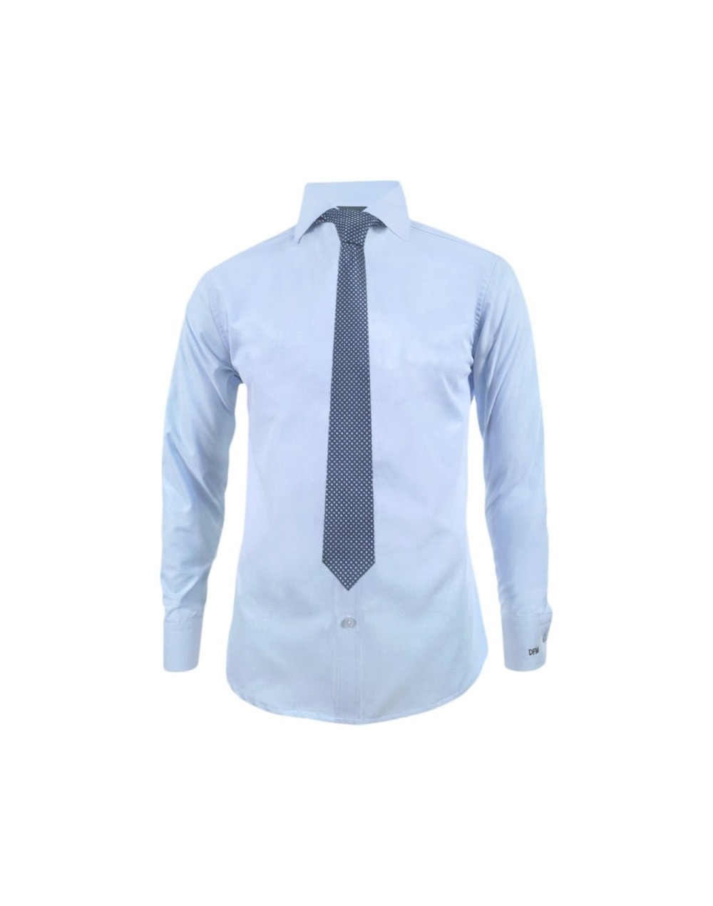 Camisa formal azul claro con iniciales manga larga hombre