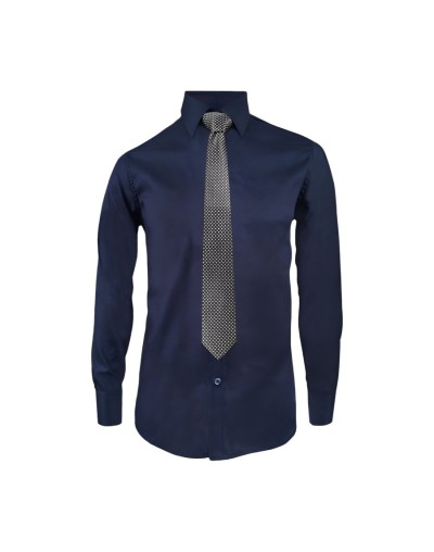 Camisa para corbata azul oscuro manga larga Slim para hombre