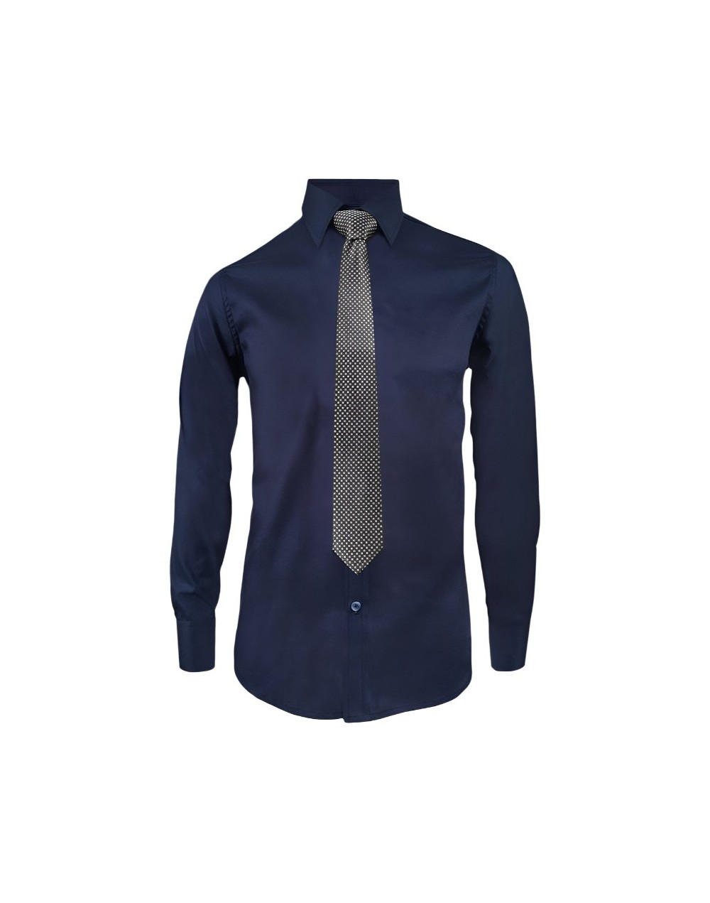 Camisa para corbata azul oscuro manga larga Slim para hombre